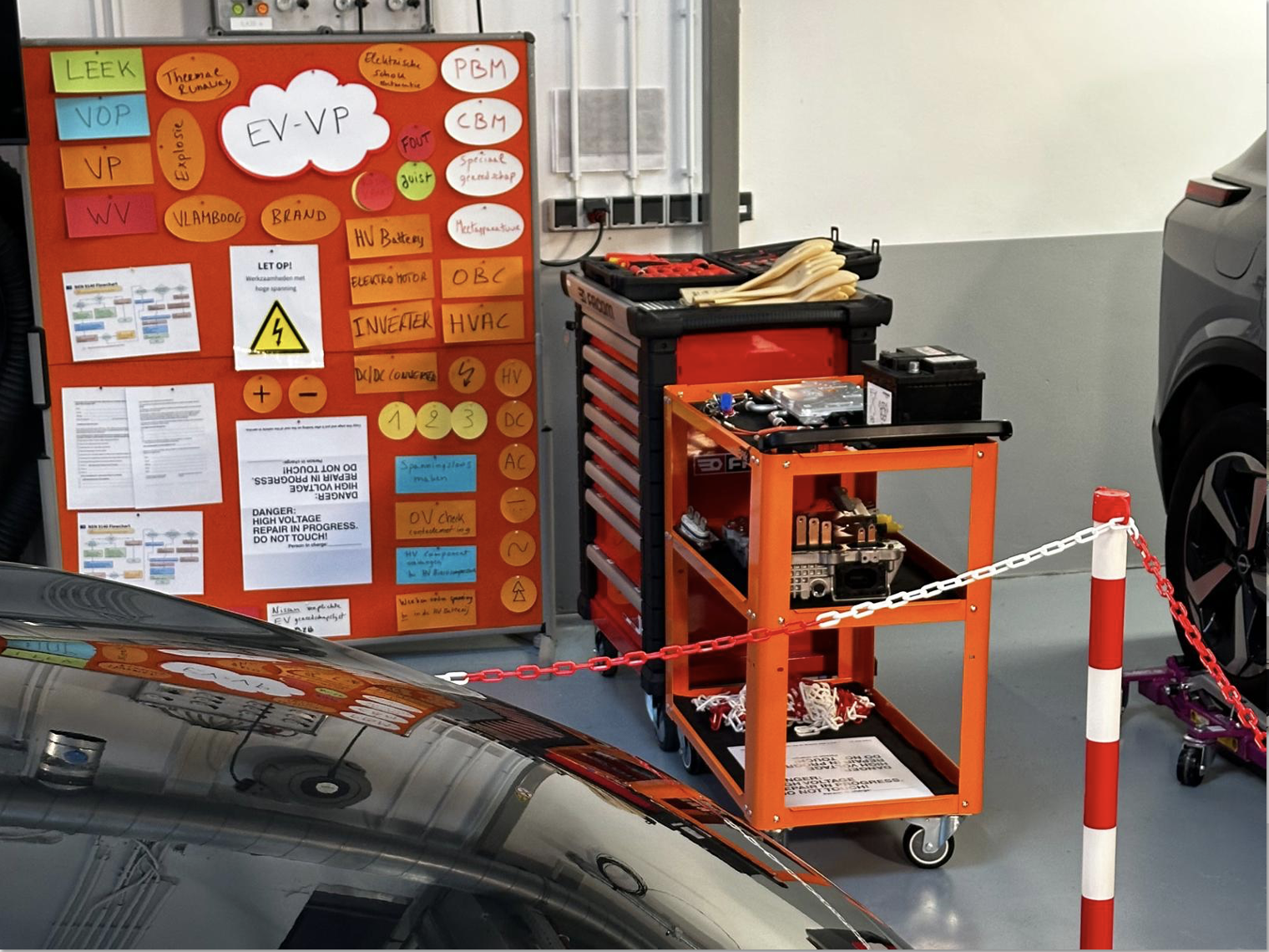 EV training setup at the Nissan Training Centre in Amsterdam